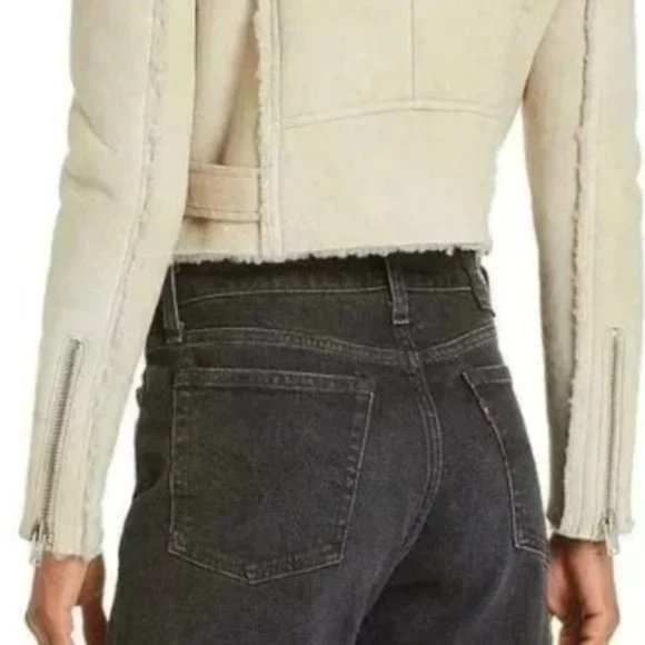 IRO Biege Synal Winter Shearling Sheepskin Moto Jacket Coat. 36 / S size - Picture 4 of 15